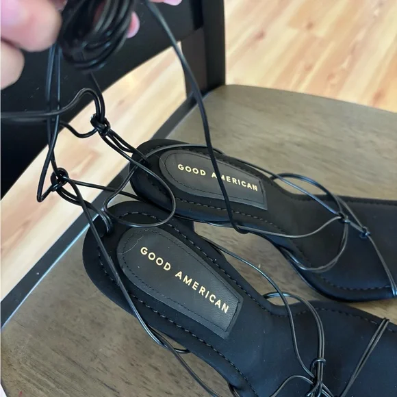 Good American Black Lace-Up Heels - Picture 6 of 9